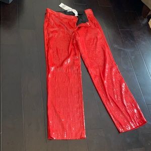 Red sequins pants